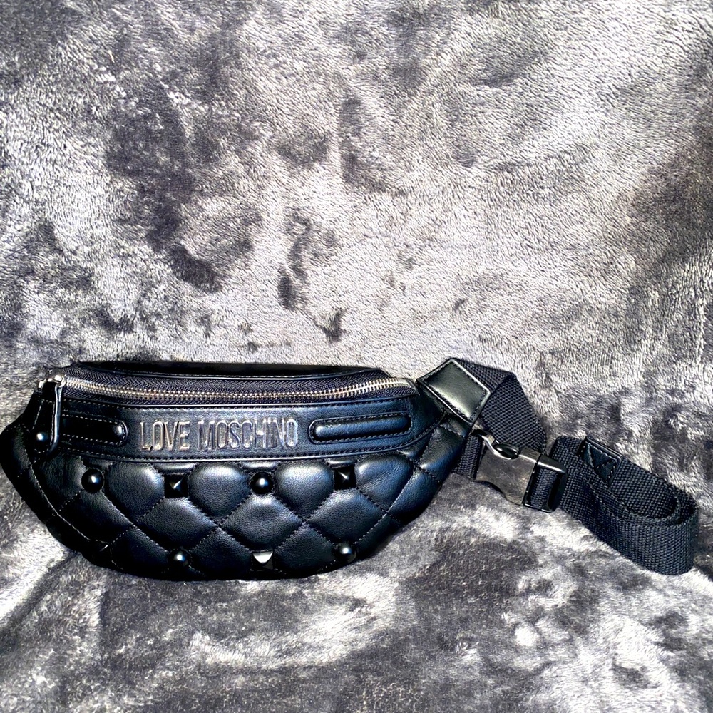 Love Moschino Black Leather Studded Fanny Pack. WORN ONCE.